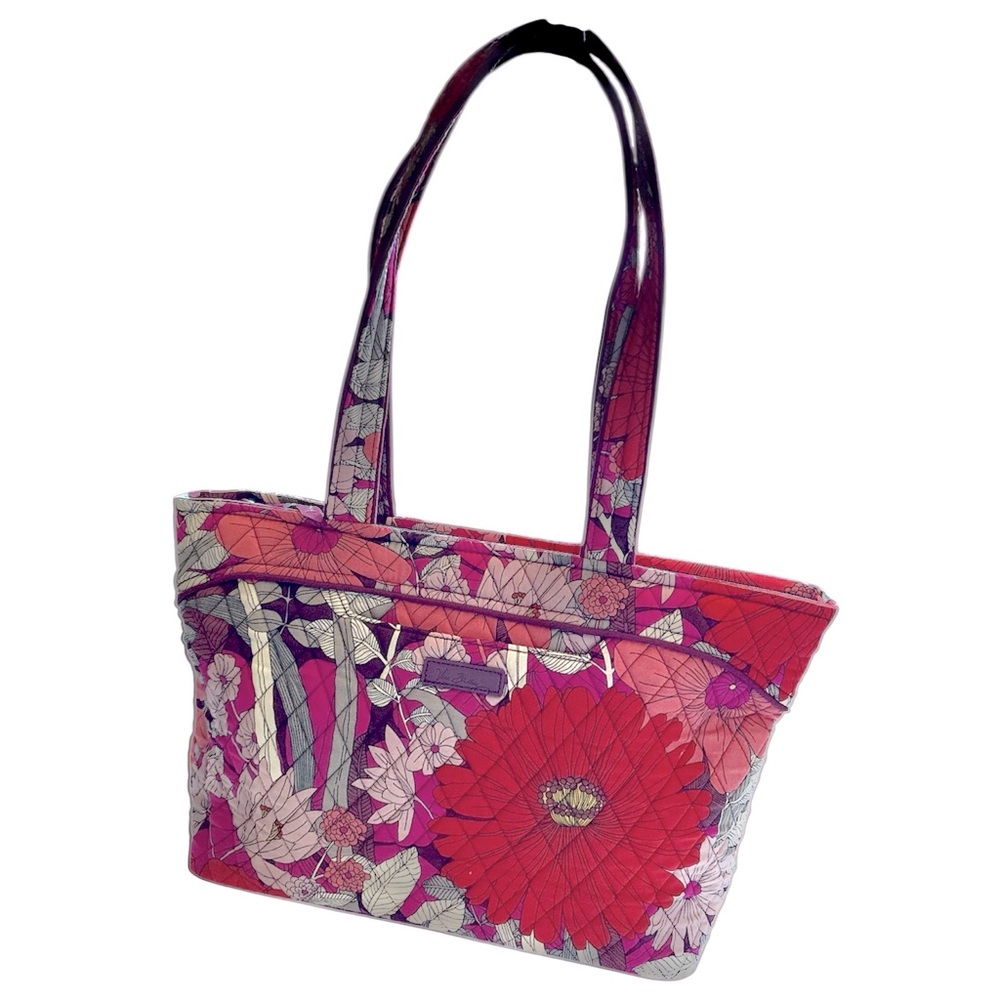 Vera Bradley Clementine Quilted Cotton Tote Bag Red Floral Shoulder Bag